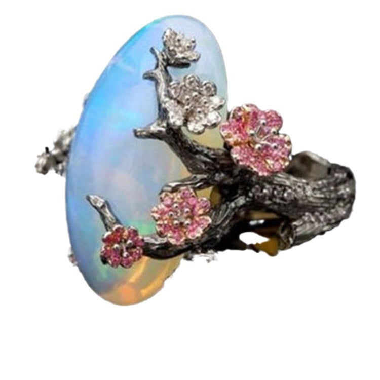 Plum Blossom Opal Unique Ring