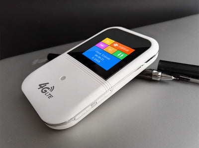 Compact portable WiFi router 4G with a touch screen and sleek design for easy internet access