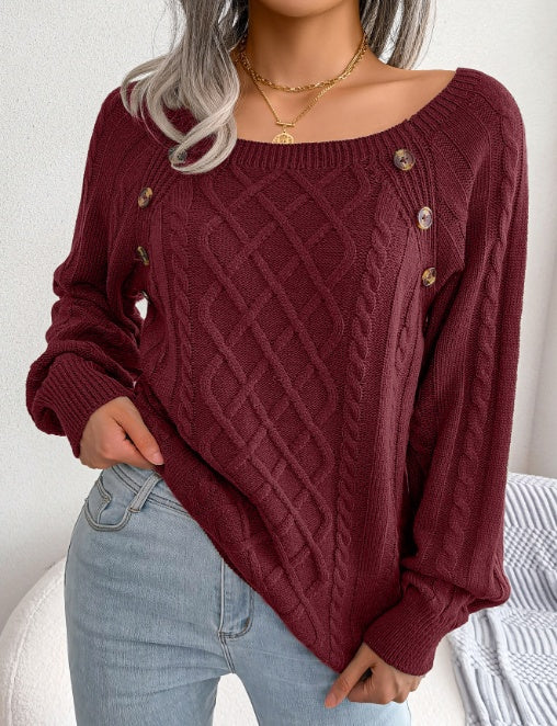 Square Neck Light Knitted Sweater