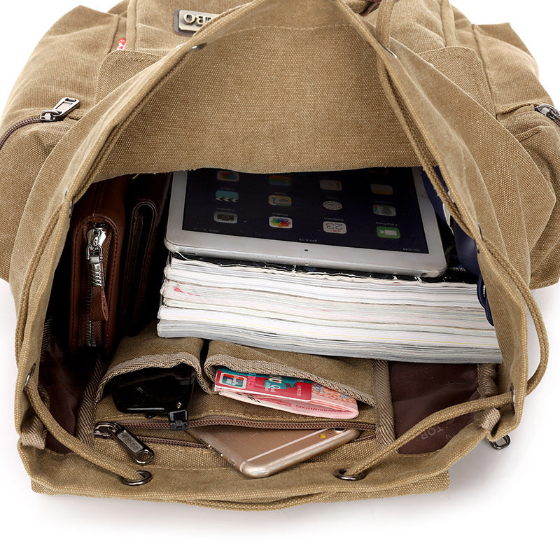 Canvas Backpack Large-capacity Bucket