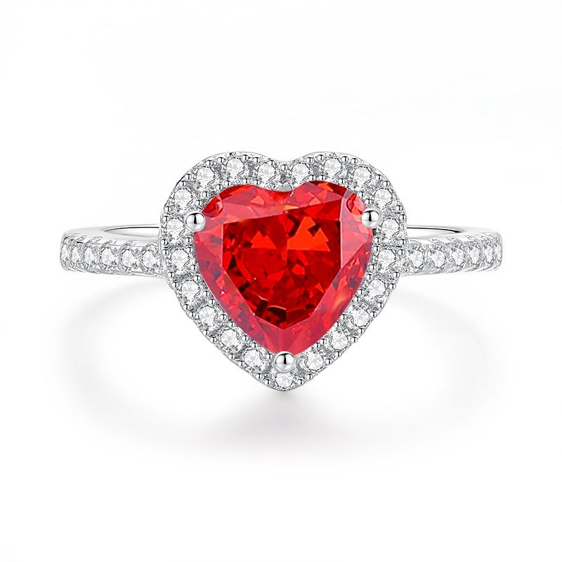 925 Sterling Silver Ring with Red Ruby Style Stone