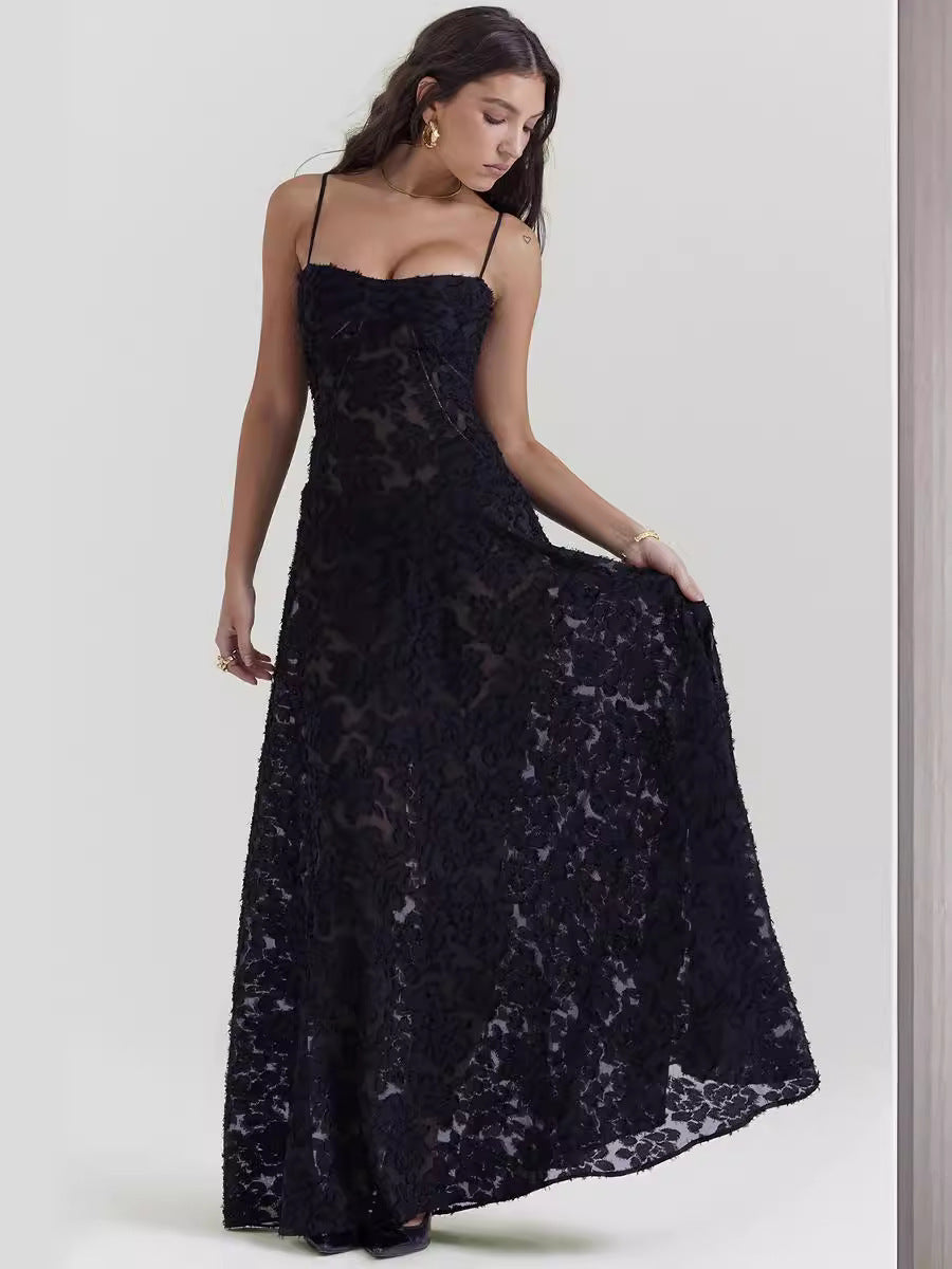 Sexy Flowers Lace Suspender Dress