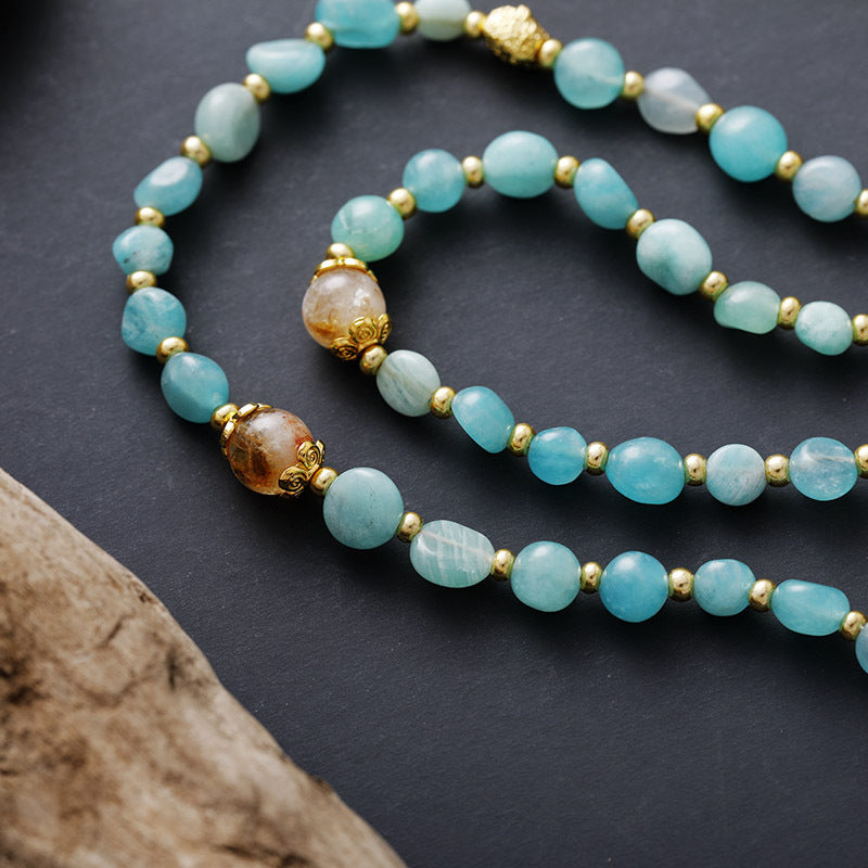 Natural Stone Bohemian Handmade Beaded Pendant Necklace
