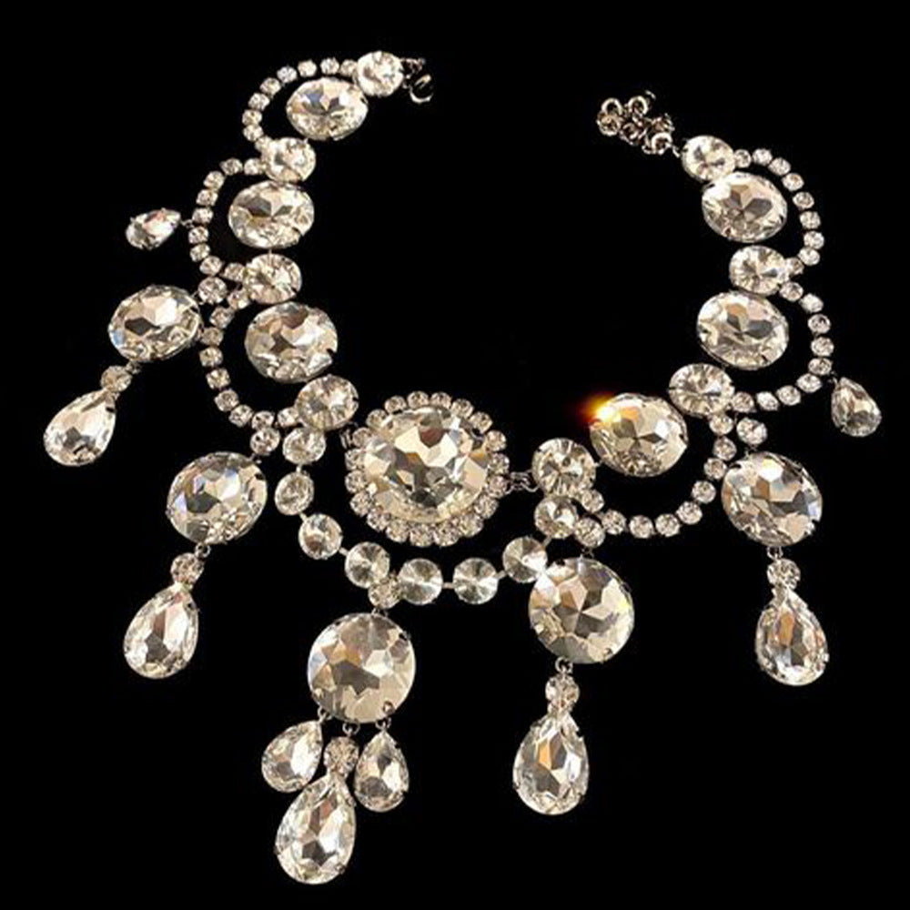 Rhinestone Pendant Necklace Set Fashion