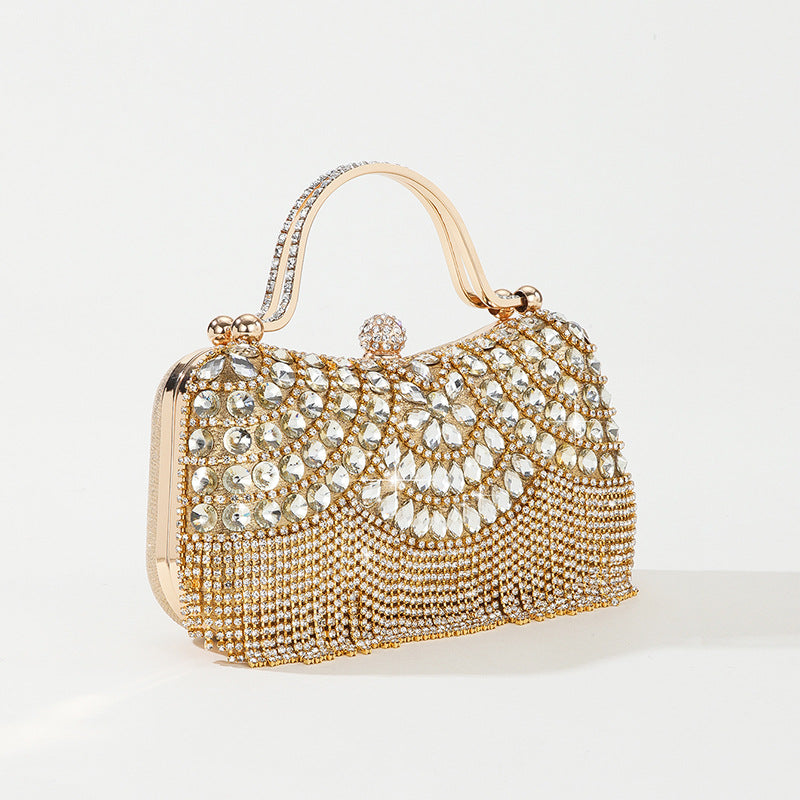 Rhinestone Tassel Portable Chain Clutch