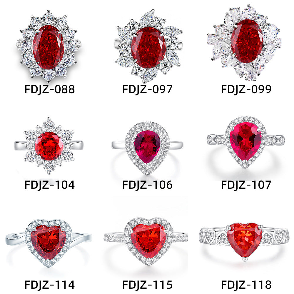 925 Sterling Silver Ring with Red Ruby Style Stone