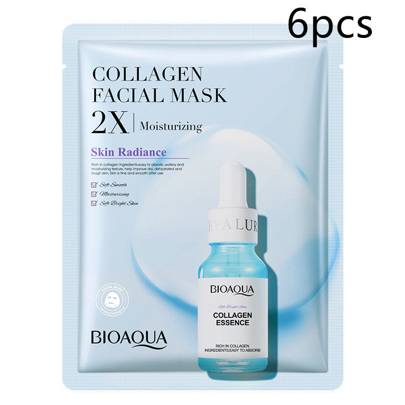 Collagen face mask pack containing 6 pieces for skin radiance and moisturizing benefits