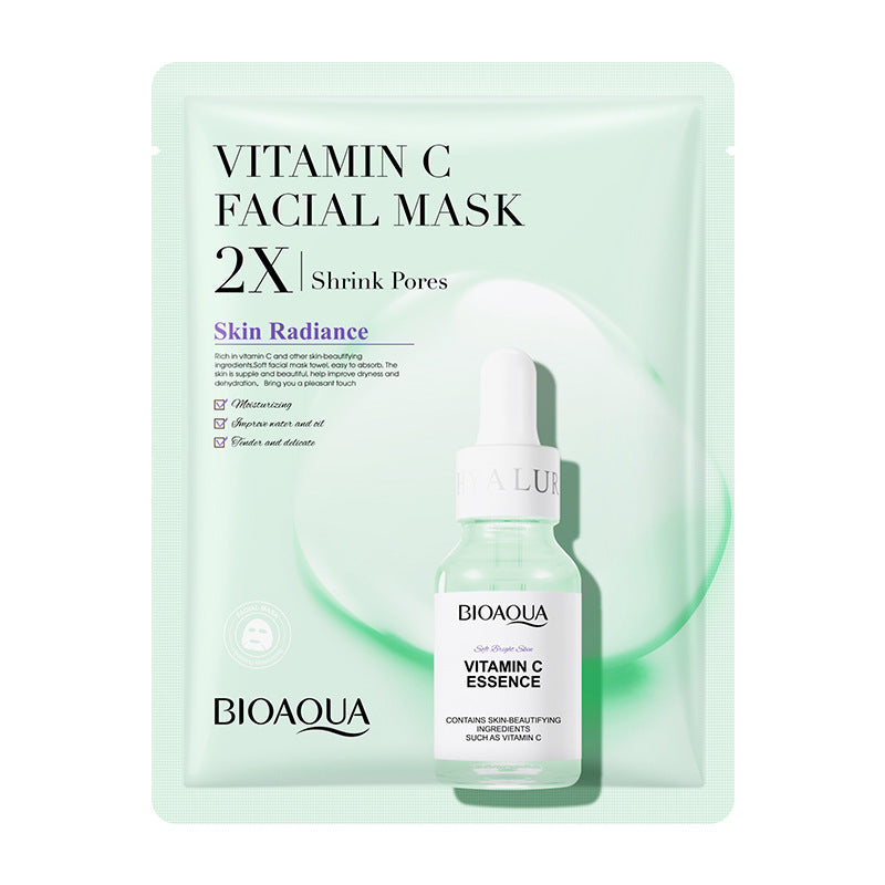 Bioaqua Vitamin C Facial Mask with Essence for Radiant Skin and Pore Minimizing, collagen face mask