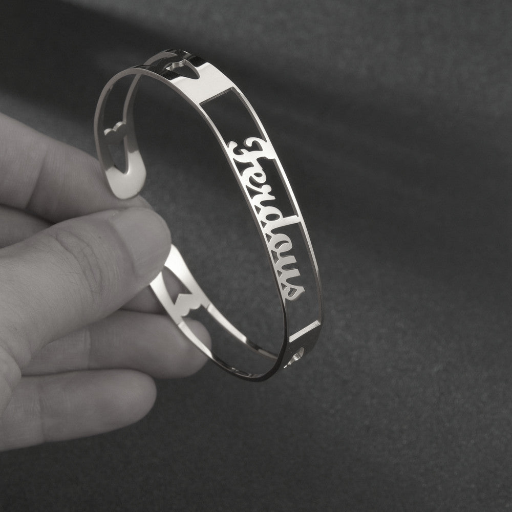Shiny custom name bracelet with elegant lettering for personalized style and gifting options