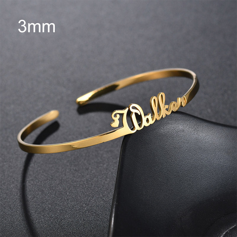 Custom name bracelet with delicate gold design featuring the name Walker in elegant script
