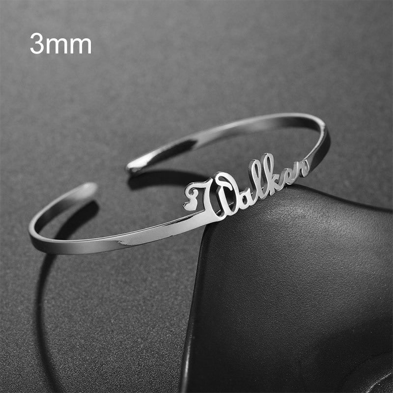 Custom Name Bracelet in Silver with Elegant Script Personalization Option