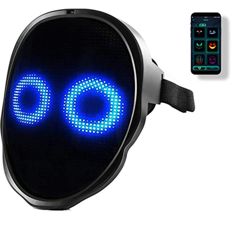 DIY customizable party mask with LED lights controllable via smartphone app for festive occasions
