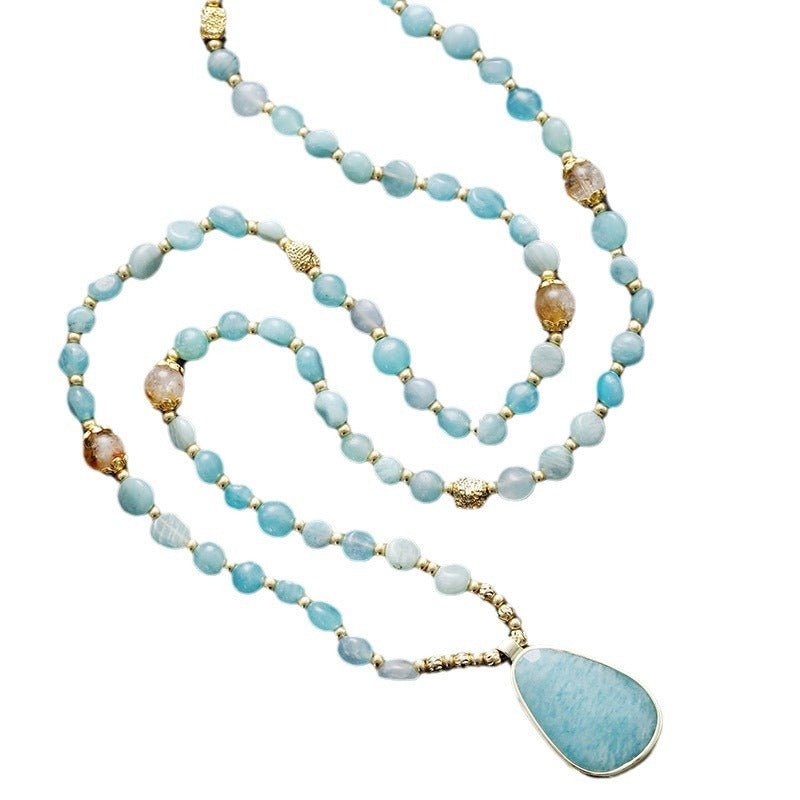 Natural Stone Bohemian Handmade Beaded Pendant Necklace