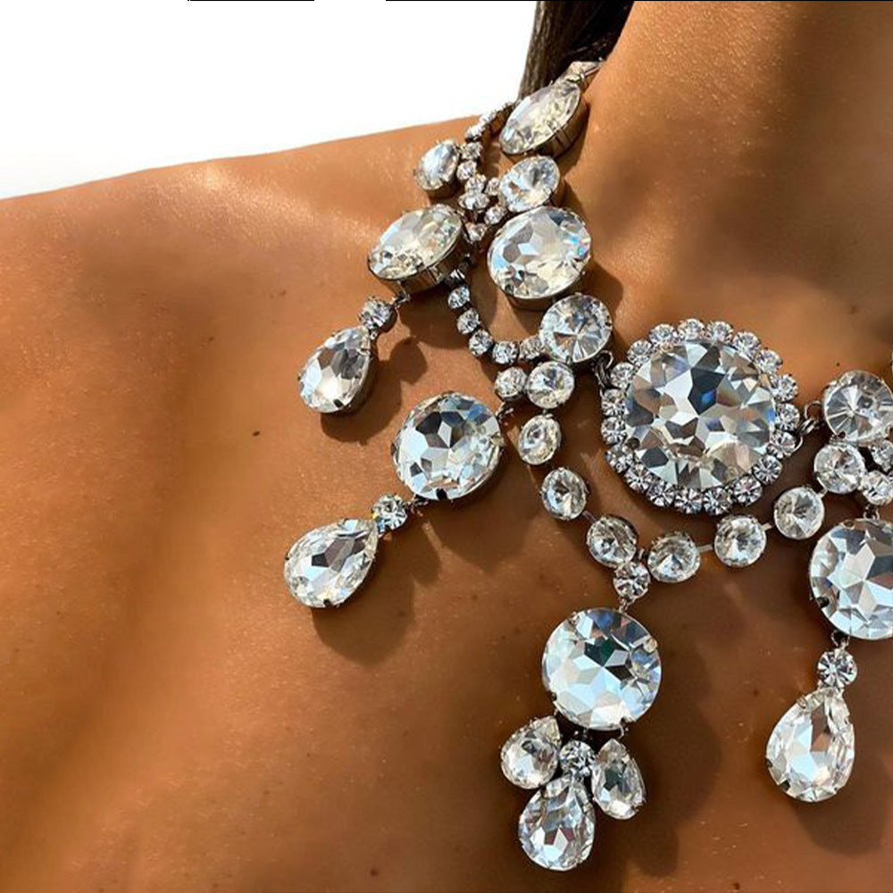 Rhinestone Pendant Necklace Set Fashion