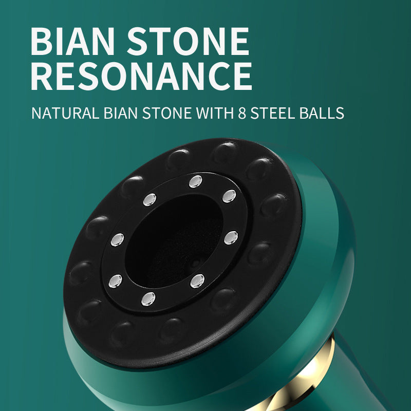 Electric vacuum cupping massager featuring natural bian stone and 8 steel balls for enhanced massage therapy