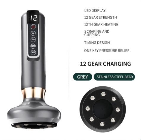 Electric vacuum cupping massager with LED display and adjustable settings for effective muscle relief