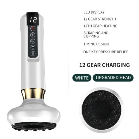 Electric vacuum cupping massager with LED display and adjustable settings for muscle relief