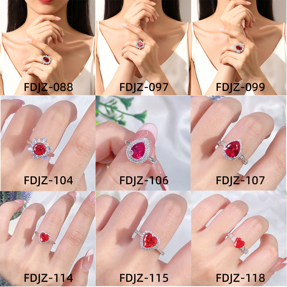 925 Sterling Silver Ring with Red Ruby Style Stone