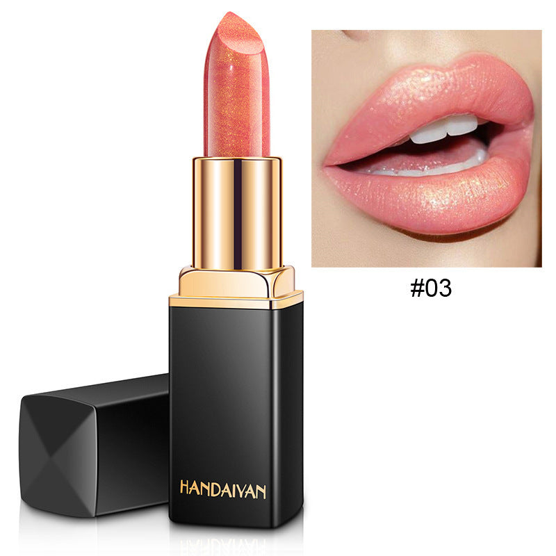 Handaiyan Color-Changing Lipstick in shade #03 with shimmering finish for a unique lip look
