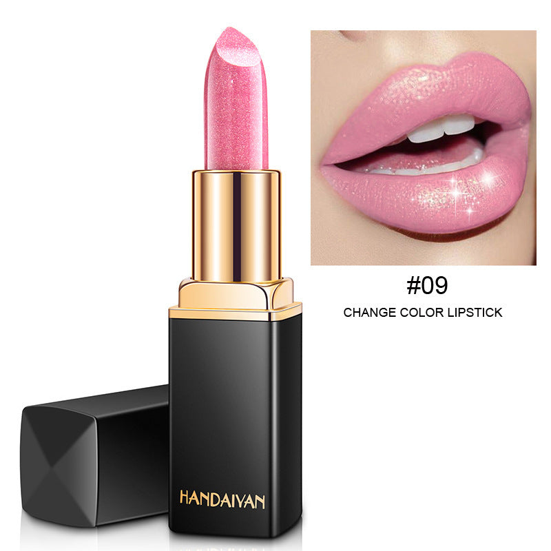 Color-changing lipstick by youbuyforme in shade #09, offering a vibrant pink hue that adjusts to your lip chemistry.