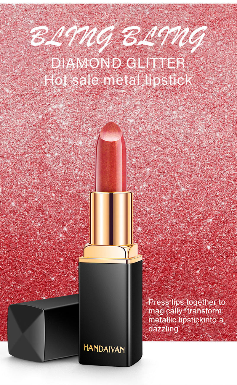 Bling Bling Diamond Glitter Color-Changing Lipstick in a metallic finish for dazzling lips
