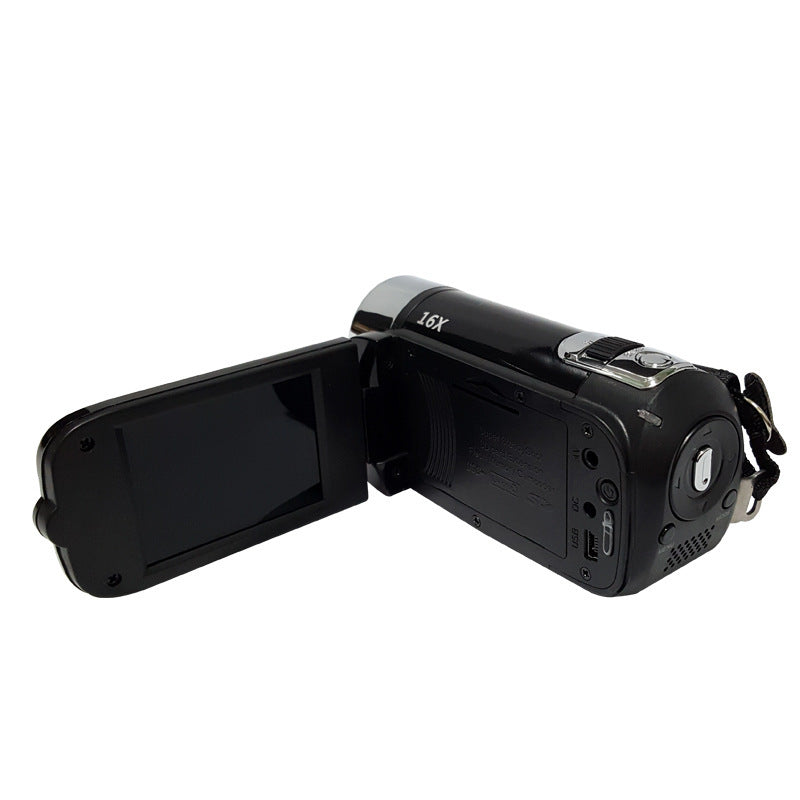 HD digital camera with 16X zoom and flip screen for capturing high-quality videos and photos