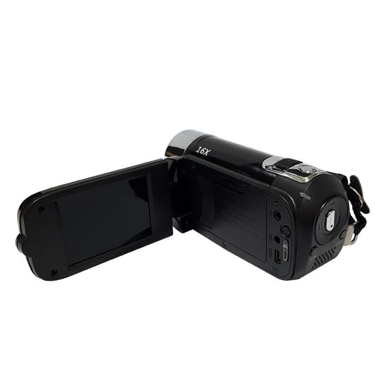 HD digital camera with 16X zoom and flip screen for capturing high-quality videos and photos