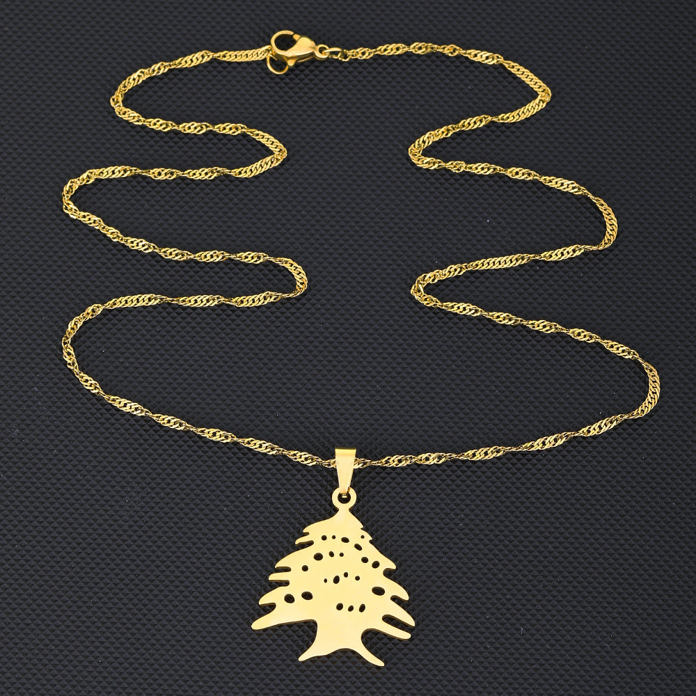Youbuyforme Gold Necklace with Pine Tree Pendant on a Delicate Chain for Nature Lovers