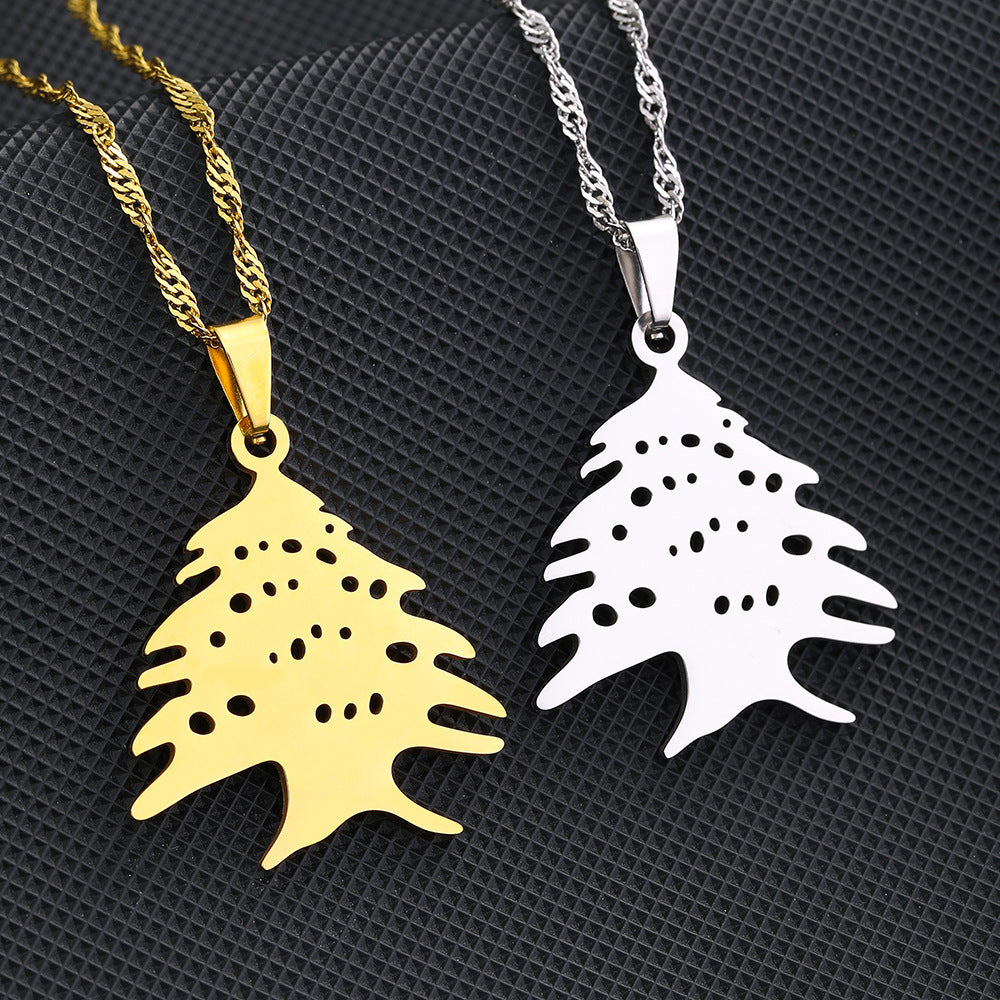 Gold and Silver Christmas Tree Pendant Necklaces for Festive Accessories