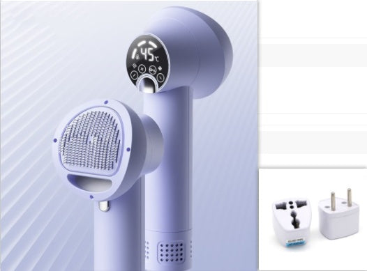 Youbuyforme smart pet hair dryer in purple with digital display and adjustable heat settings