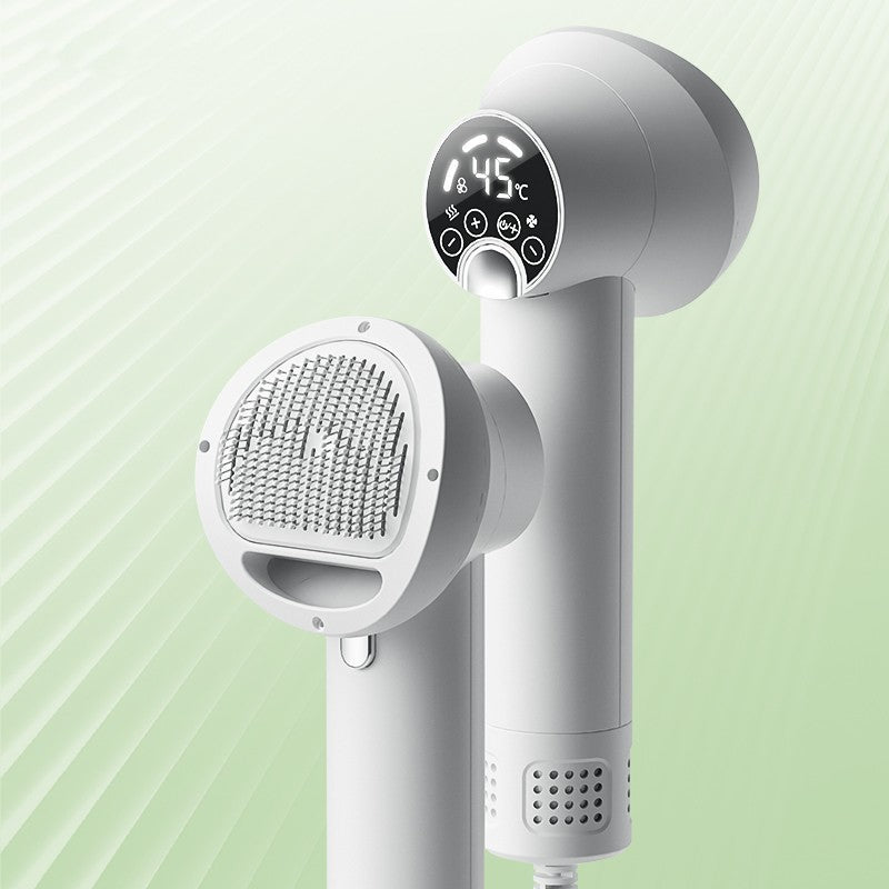 Smart pet hair dryer with digital display and adjustable heat settings for efficient drying