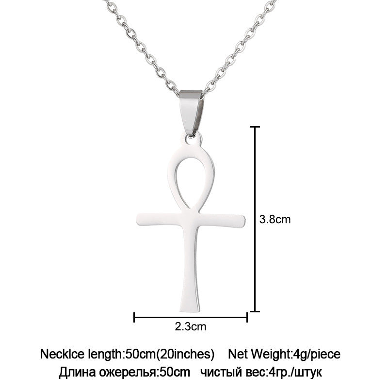 Stylish stainless steel cross necklace with a 50cm chain, perfect for daily wear or gifting.