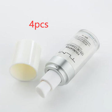TLM Foundation color changing bottle with a pump dispenser for adjustable skin tone matching